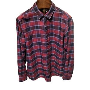 The North Face Mens Lightweight Plaid Flannel Button Shirt Red Size Large